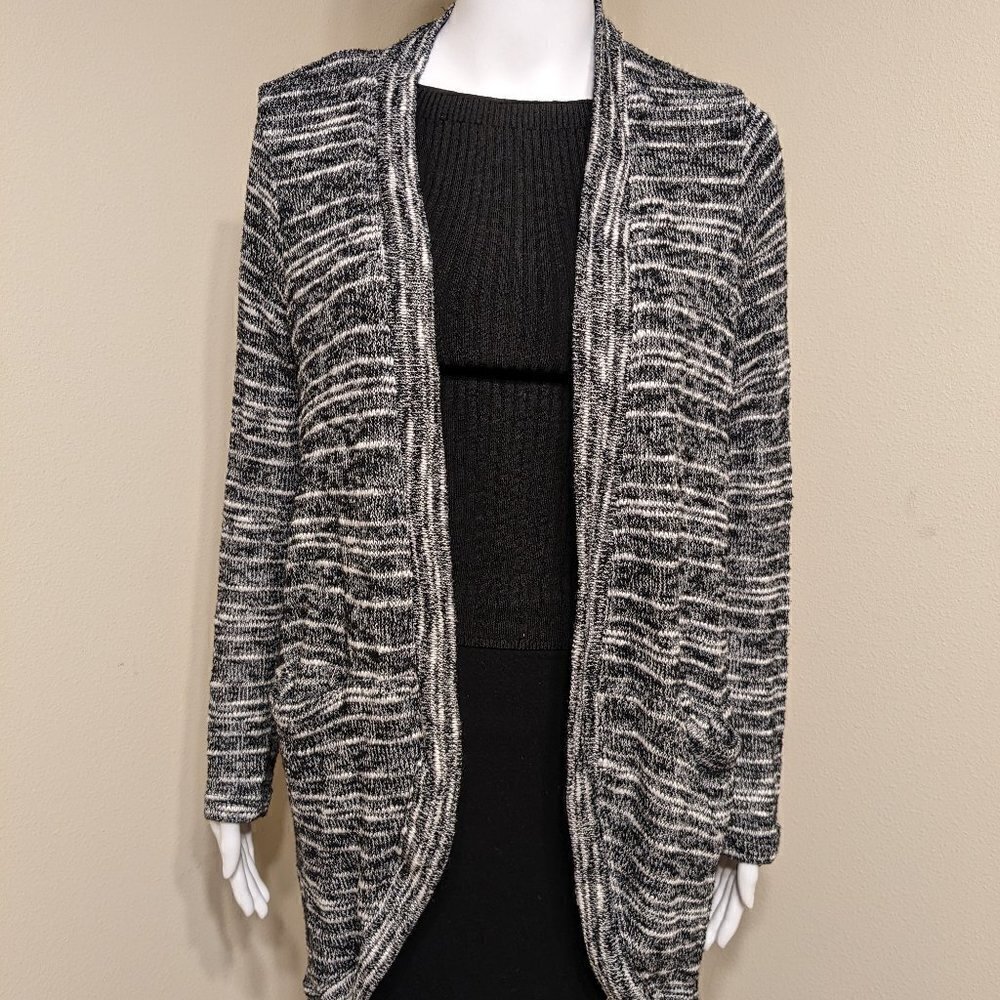 Splendid Black and White Long Cardigan